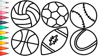 Sports Ball Drawing, Painting and Coloring for Children, Toddlers | Let's Draw Together