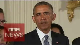 President Obama tears up during gun control speech - BBC News