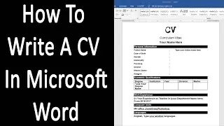How To Write A CV In Microsoft Word