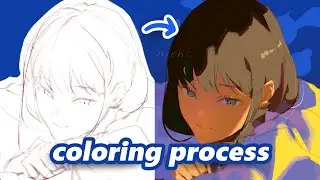 I tried a minimal coloring style! (speedpaint / art timelapse)