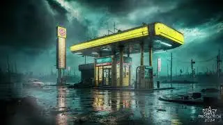 Cyberpunk Gas Station Rain - Relaxing ASMR with Ambient Music for Sleep and Focus