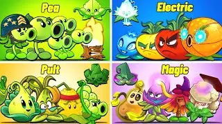 PvZ2 - 4 Teams: PEA x PULT x ELECTRIC x MAGIC - Who Will Win? Team Plant Vs Team Plant.