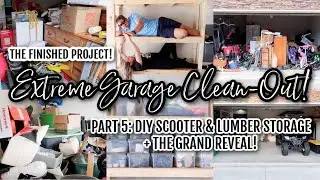 *NEW* EXTREME HOARDER GARAGE CLEAN-OUT PART 5! THE FINAL REVEAL! DIY LUMBER + SCOOTER STORAGE!