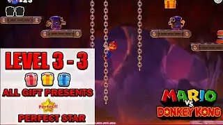 Mario vs Donkey Kong Level 3-3 Gameplay Walkthrough All Gift Presents Perfect Star