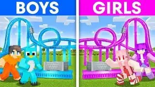 BOY vs GIRL: Modern Roller Coaster Build Challenge in Minecraft