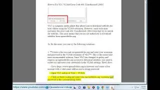 Fix VLC VLSub Error Code 401 Unauthorized (200)