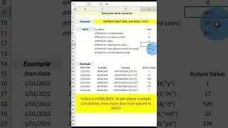 Excel Formula Calculate difference between dates =DATEDIF(START, END, "UNIT"), #excel #excelformula