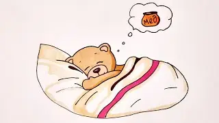 Как нарисовать МИЛОГО СПЯЩЕГО МИШКУ/How to draw a CUTE SLEEPING BEAR