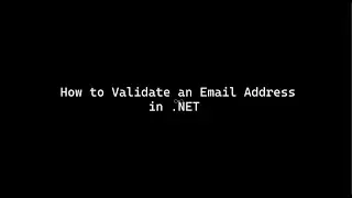 How to validate an email address in .NET