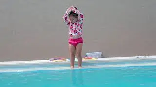 Cutest (and safest) diving into the pool!