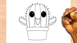 How to Draw a CACTUS KAWAII easy - Drawing Step by Step