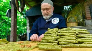 DOLMA 🍇🌿 TURKISH STYLE STUFFED GRAPE LEAVES 👨‍🍳 COOKING VILLAGE LIFE