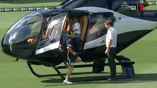 David Warner's helicopter lands on the SCG outfield