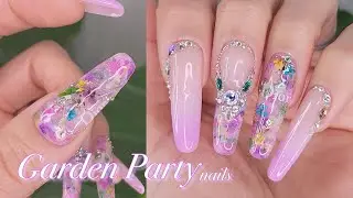 Subtitles/Self-nails )🌷Spring Dior Garden Party Nails💐/Stamping Nails/Nail ASMR/Nail Gradation