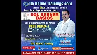 SQL Server Basics Demo Part1 - August 20th 2024 | Bhaskar Jogi | Go Online Trainings | 90000 75637