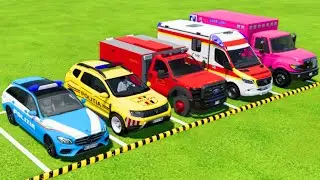 POLICE CARS, AMBULANCE EMERGENCY VEHICLES, FIRE DEPARTMENT ARE DRIVEN TO THE POLICE STATION ! FS22