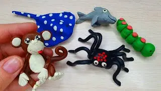 Animals Easy Diy Clay Animals Modelling Monkey Stingray Dolphin Spider