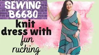 Butterick 6680. EASY & FUN to sew knit dress.  Ruching and more :)