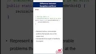 Difference between Exception and Error 