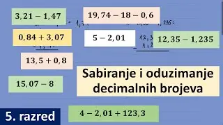 Sabiranje i oduzimanje decimalnih brojeva