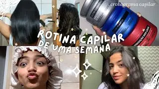 Minha rotina capilar em UMA SEMANA ✨ Cronograma capilar cabelo alisado , Hair care ✨🤍