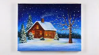 Winter Painting | Christmas Painting | winter Season Painting For Beginners