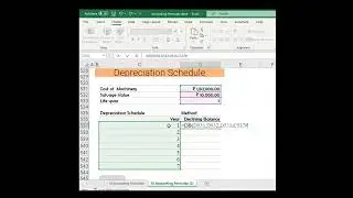 Declining Balance Depreciation schedule in Excel #shortfeed #excel #shorts #mexcel #excelformula