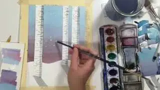 Watercolor Winter landscape