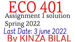 ECO401 Assignment 1  solution Spring 2022 | Kinza Bilal