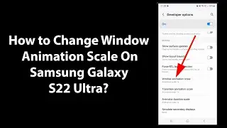 How to Change Window Animation Scale On Samsung Galaxy S22 Ultra?