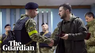 Ukrainian president Zelenskiy visits troops stationed in Kharkiv