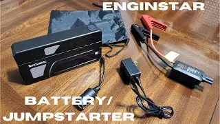 Enginstar Portable Battery and Car Jumpstarter with AC DC USB Outlet and LED Flashlight for Outdoors