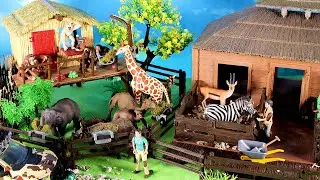 Safari Animal Figurines - Animal Care Center Diorama Sets