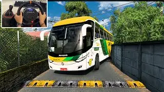 Smooth Bus Drive through Narrow Roads | Marcopolo G7 - Euro Truck Simulator 2 | Wheel Gameplay