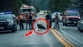 A huge eagle blocked the road; after learning the reason, people called the police!