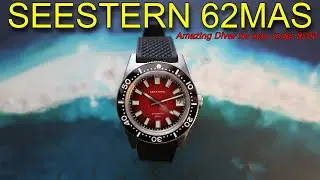 SEESTERN 38mm Automatic 62mas Homage Red Fume Colored Vintage Skin Diver Watch $179