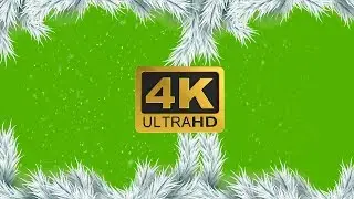 White Fir Branches Frame with Snow - Green Screen Effects 4K