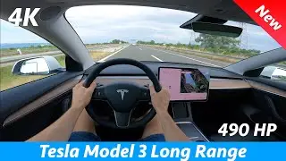 Tesla Model 3 Long Range 2021 Refresh - POV test drive in 4K | Dual Motor 490 HP, Acceleration 0-100