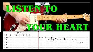 LISTEN TO YOUR HEART - Guitar solo lesson with tabs(fast & slow) - Roxette