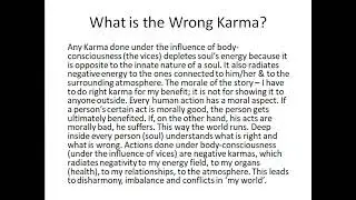 What is the Wrong Karma