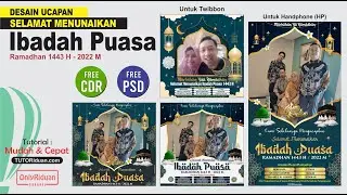 Desain Twibbon Ucapan Puasa Ramadhan 1443H 2022M (Free CDR PSD) - CorelDraw Photoshop