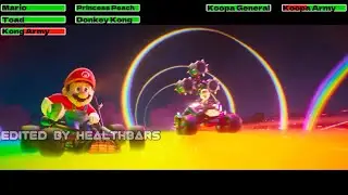 The Super Mario Bros. Movie (2023) Rainbow Road Ambush Scene with healthbars