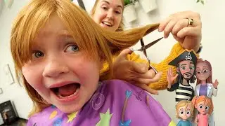 BACK to SCHOOL HAiRCUT!! and Family Cartoon!! shopping with Adley & Niko then Pizza at pirate island