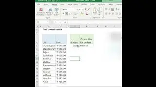 Find Closest match in Excel