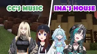 Sora and FlowGlow Amazed by Cecilia's Music & Ina's house in Minecraft【Hololive】