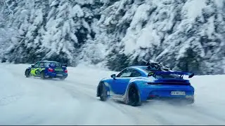 PORSCHE GT3 is chasing SUBARU STI in the mountains