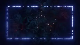 Blue Leaves with Neon Lights Frame border Animation || Tropical || Loops and dots