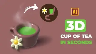 How to Make a 3D cup of tea  in Adobe Illustrator | 3D Design in Adobe Illustrator