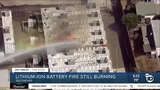 Crews continue to battle fire at battery storage facility in Escondido