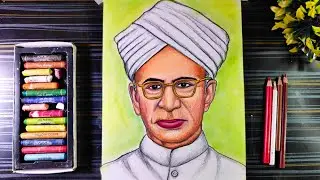 Teacher Day Sarvepalli Radhakrishnan Drawing with Oil Pastel, How To draw Dr.Sarvepalli Radhakrisnan